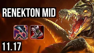 RENEKTON vs QUINN (MID) | 10/1/8, 1100+ games, Legendary, 1.0M mastery | KR Challenger | v11.17