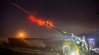 Howitzer shell Visible at Night Firing & Impact Footage . Artillery Operation | MFA