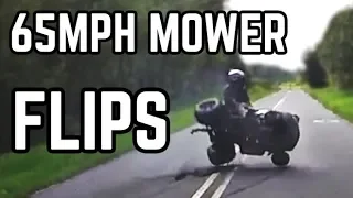 65MPH Racing Mower FLIPS! | Racing Mower vs. Drag Mini Bike