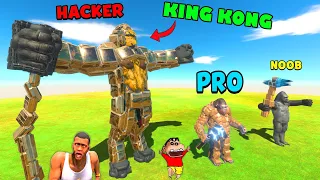 NOOB KING KONG vs PRO vs HACKER in Animal Revolt Battle Simulator | SHINCHAN and CHOP