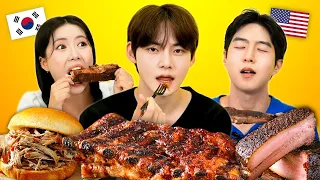 Koreans Try American BBQ For The First Time! | KATCHUP