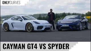 Porsche 718 Cayman GT4 vs Porsche 718 Spyder comparison - OnlyCurves Porsche reviews