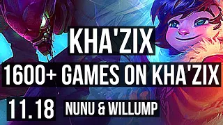 KHA'ZIX vs NUNU & WILLUMP (JUNGLE) | 3/0/8, 1600+ games, 1.9M mastery | NA Grandmaster | v11.18