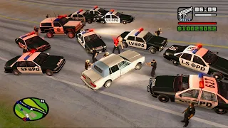 The Biggest Police Chase in GTA San Andreas! - 100 Cops vs 1 Car