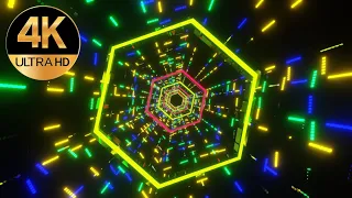 10 Hour TV VJ LOOP NEON Hexagon Metallic multi Color Abstract Background Video 4k Screensaver