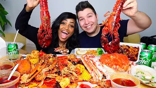 Seafood Boil With Bloves • Whole King Crab & Lobster • MUKBANG