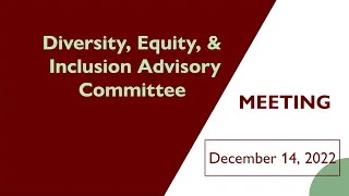 Diversity, Equity, & Inclusion Advisory Committee | December 14, 2022