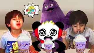 Ryan's World and Combo Panda Tries Grimace Shake Trend in Real Life - Tag with Ryan All Characters