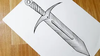 How to draw a sword easy step by step || Sword tattoo drawing