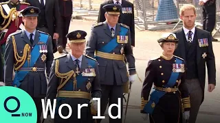 King Charles, Prince William and Prince Harry Follow Queen's Coffin