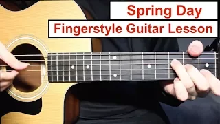 BTS - Spring Day | Fingerstyle Guitar Lesson (Tutorial) How to play Fingerstyle