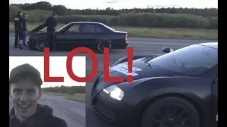 Repost FAVOURITE 1001 HP Bugatti Veyron 16.4 vs BMW M5 E34 Turbo from a TRUCK Borg Warner turbo [4k]