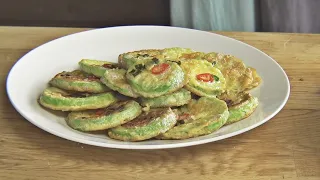 Really delicious Korean zucchini jeon (애호박전)