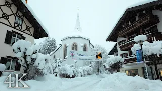 Scenic Snowfall Over Oberstdorf, Oberallgäu- Germany, Peaceful Winter Walk in the Alps, ASMR 4K