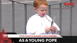 Pope Francis blesses child dressed as a young pope