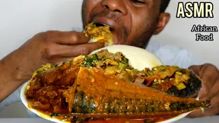 ASMR FUFU AND OGBONO SOUP WITH FISH AND ASSORTED MEAT | AFRICAN FOOD | FUFU MUKBANG