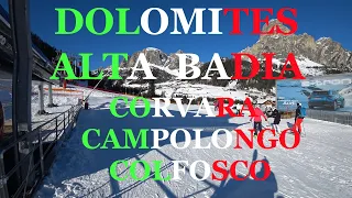 Dolomites, Skiing in Alta Badia, Trentino, Corvara,Campolongo,Colfosco, Landscapes, Dolomitisuperski