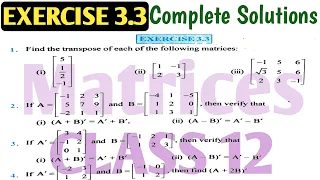 NCERT Class 12 Maths Exercise 3.3 Complete Solution || Matrices || Class 12th Solution || By MK Raza