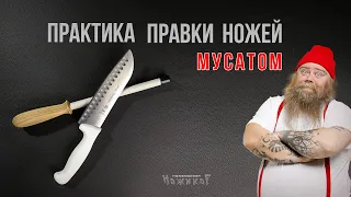 Практика правки ножей мусатом.