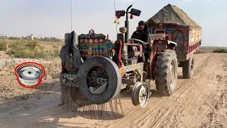 What Happens if you Drive Tractor Only on Three Wheels? Three Wheels Pulling Heavy Load Trolley