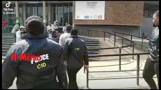 An all female CID crack team escorts a suspected serial killer into court