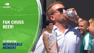 Fan Drops Ball Then Chugs Beer! | 2023 US Open