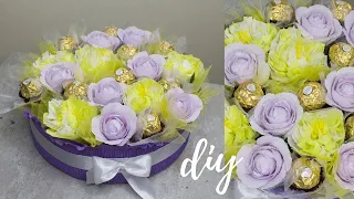 DIY БУКЕТ из конфет своими руками / Простой мастер класс к 8 марта / Bouquet in a box HANDMADE