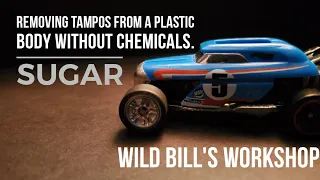 Removing Tampos From A Plastic Hot Wheels Body Without Chemicals | Use Sugar