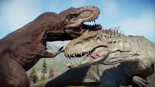 T-REX VS ALL LARGE, MEDIUM & SMALL DINOSAURS BATTLE ROYALE IN OREGON  -  Jurassic World Evolution 2