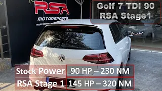 VW Golf 7 1.6 TDI RSA Motorsports Stage1 | 90hp to 145hp | 230nm to 320nm | 60 - 160 km/h Test