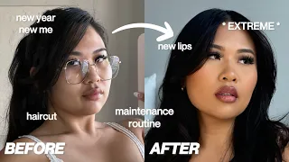 EXTREME GLOW UP FOR 2024! ✨ new lips, hair color & cut, lash fill, diy nails, skin/hair care routine