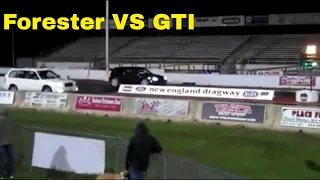Drag race! Subaru Forester Vs. VW GTI.