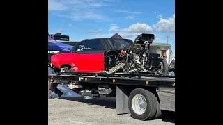 Brandon James Street Outlaws 130mph Blowover. Slow Motion