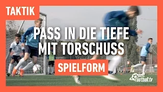 Fussballtraining: Pass in die Tiefe mit Torschuss - Spielform - Taktik