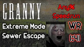 Granny v1.8 - Extreme Mode Sewer Escape Any% Speedrun In 1:41 (World Record)