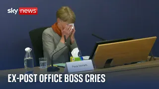 Ex-Post Office boss Paula Vennells cries while giving evidence