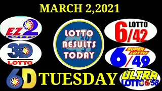 LOTTO RESULTS TODAY 2D 3D 6D 6/42 6/49 6/58 MARCH 2,2021