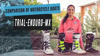Comparison of Trial, Enduro and Motocross  motorcycle boots