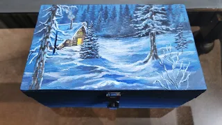 Snowy Winter Night ||acrylic painting for beginners || step-by-step ||Relaxing