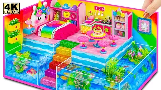 🌈 Build Rainbow Unicorn House has 2 Fish Tank with Polymer Clay, Cardboard - DIY Miniature House 🌈