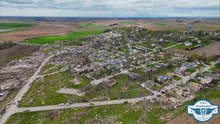 Drone footage shows tornado damage in Minden, Iowa