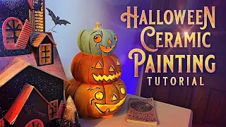 Halloween Ceramic Painting Tutorial - How To Paint A Ceramic Pumpkin - DIY Halloween Crafts - Decor