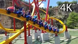 Wonder Woman Golden Lasso Coaster 4K off-ride Six Flags Fiesta Texas