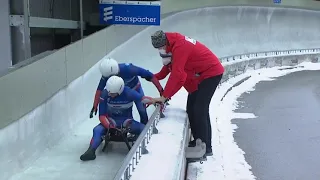 Slovak luge team crash on Relay World Cup in Konigssee.