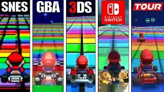 Evolution Of SNES Rainbow Road In Mario Kart Series (1992-2019) SNES, GBA, 3DS, Switch, Tour