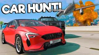 Car Hunt Chase with a Jet Fighter with Guns?! - (BeamNG Multiplayer Police Chase)