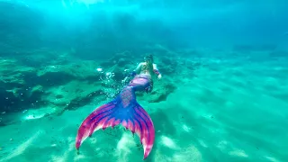 First swimming with a RUBY MERMAID TAIL 🐙