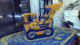AI turns bulldozer into the style of Van Gogh’s The Starry Night painting