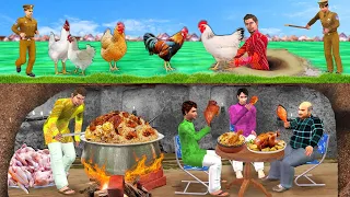 Underground Thief Chicken Curry Cooking Chicken Biryani Fry Street Food Hindi Kahaniya Moral Stories