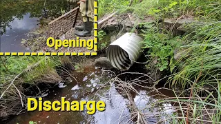 Unclogging Culvert Pipe Completely Plugged By Beavers. Camera 2 View